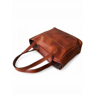 - BRĄZOWA TOREBKA SKÓRA NATURALNA SHOPPER BAG